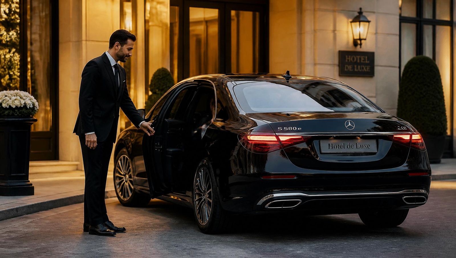 Chauffeur waiting in an airport arrivals hall to meet an incoming passenger